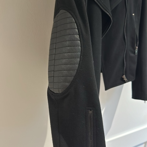 Black moto style jacket with leather details - Picture 2 of 4